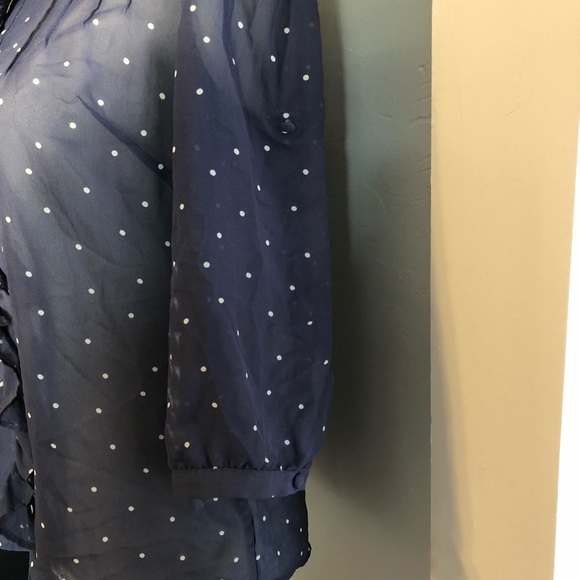 Banana Republic navy polka dot shear top xs - Picture 5 of 8